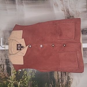 County Clothing Co Womens Medium rustic copper brown western suede acrylic vest